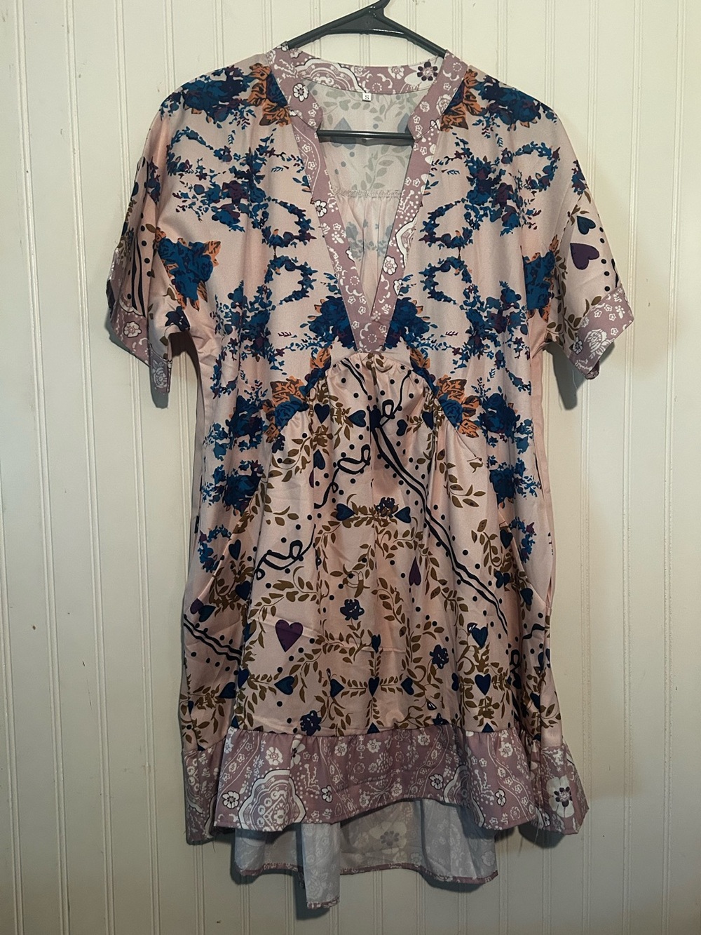 Floral High Low Dress - Blue and Purple With Pockets
